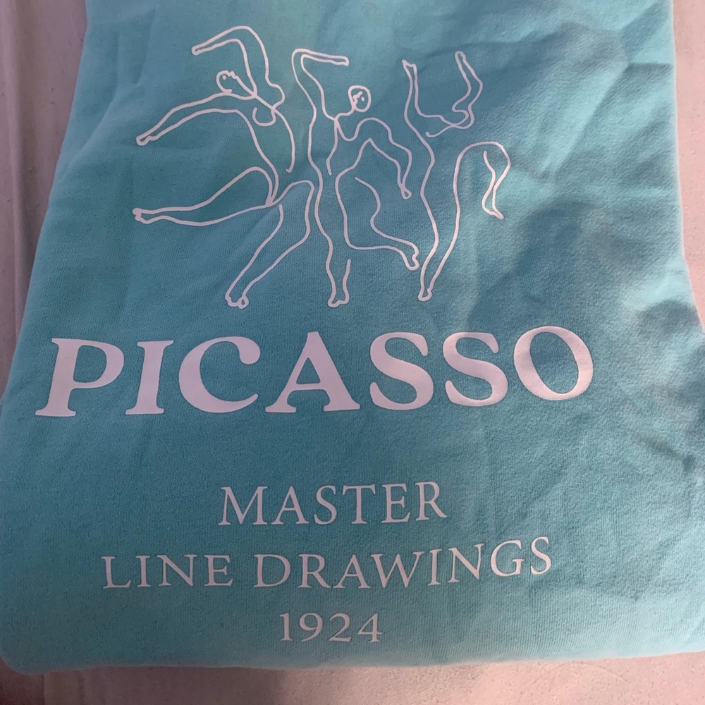 light blue/teal pacsun lightly cropped crewneck